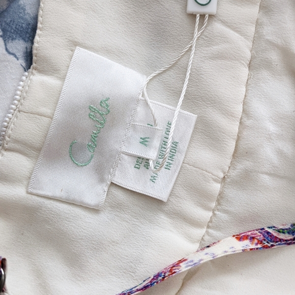 NWT Camilla White Boho Beaded Silk Gown - Picture 10 of 13